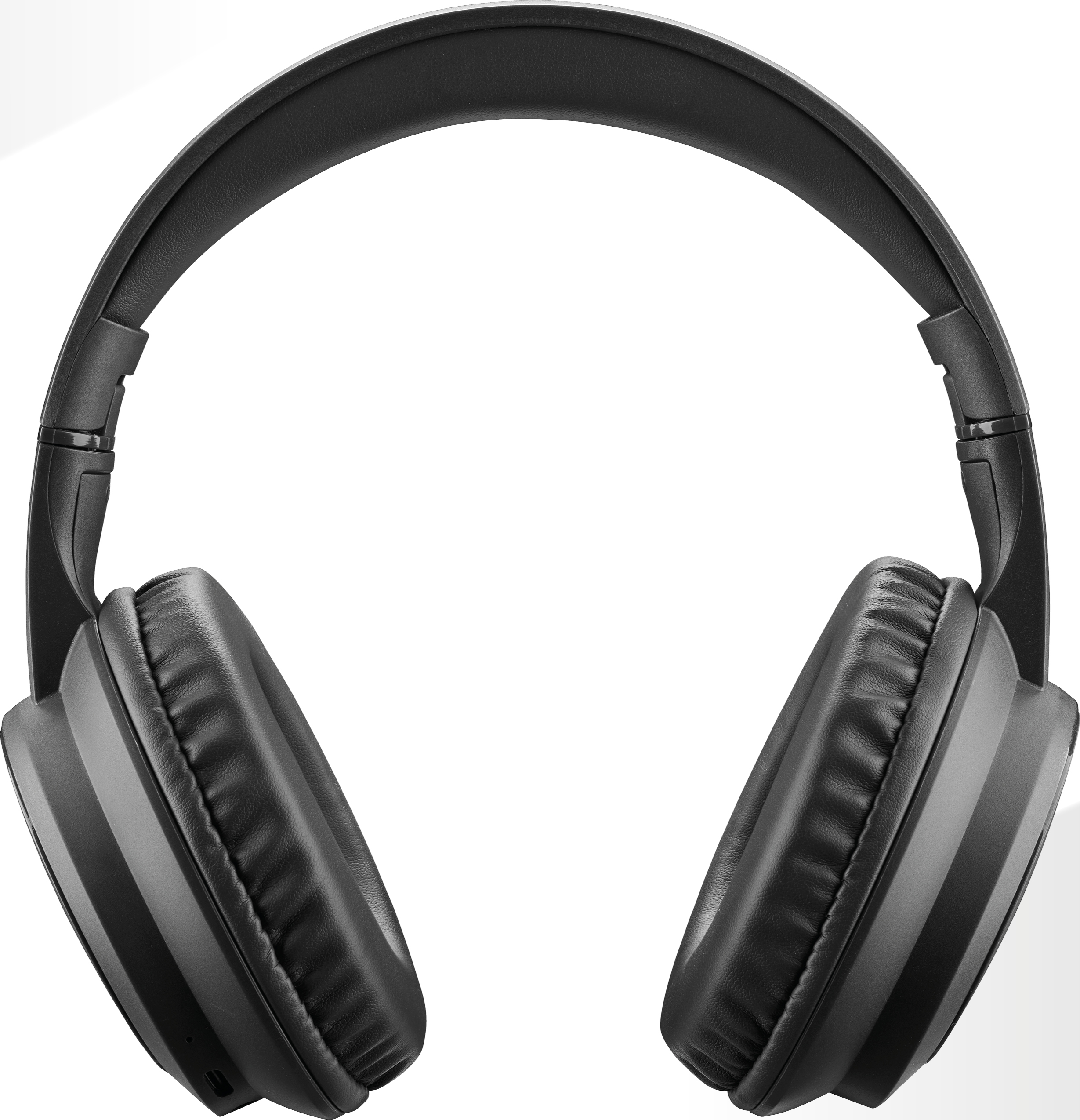 Casque audio noir circum-auriculaire sur fond blanc. Le casque a de larges écouteurs et un arceau de connexion.