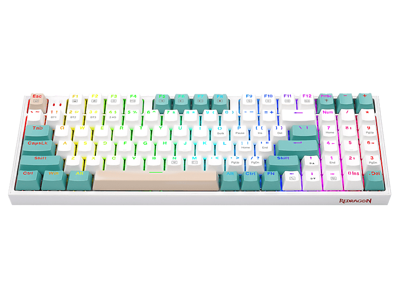 Redragon K643 Pro Red Switch biało-zielony Biały