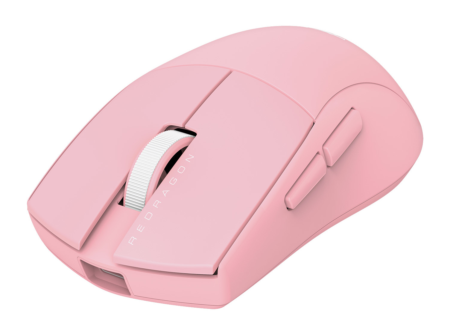 Różowa bezprzewodowa mysz Redragon. Posiada kółko przewijania, boczne przyciski i gładką, ergonomiczną konstrukcję.