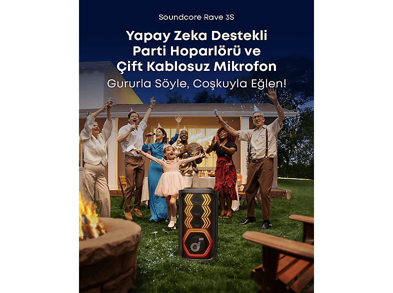 ANKER Soundcore Rave 3S 200W AI Karaoke Bluetooth Hoparlör Party