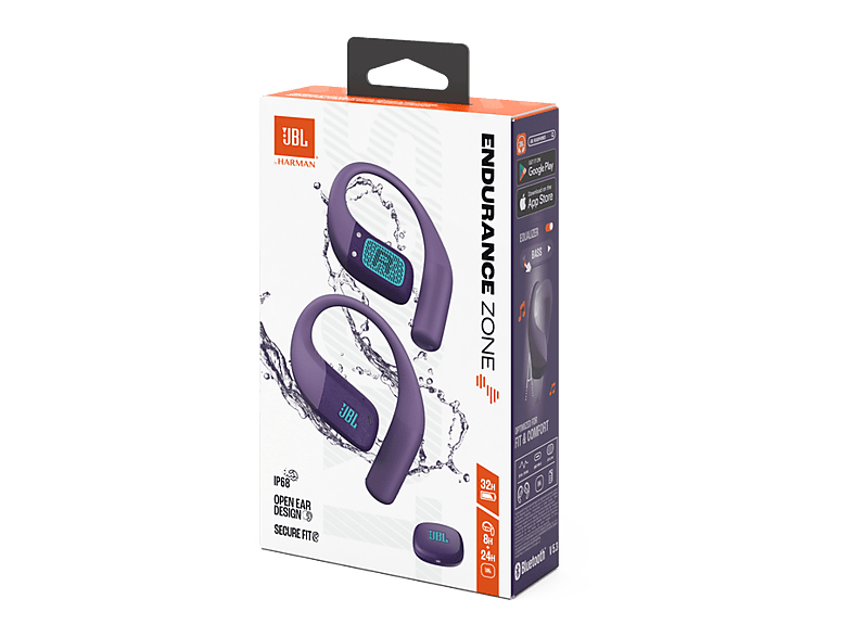 Auriculares conducción de aire - JBL Endurance Zone, Autonomía 32 h, IP68, OpenSound, 4 micrófonos, Morado – imagen 2