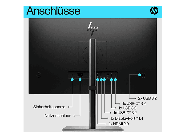 HP E27k G5, 27 Zoll Monitor, UHD 4K, 5 ms Reaktionszeit, 350 cd/m², 60 Hz, Schwarz, Silber — Foto 5 von 5