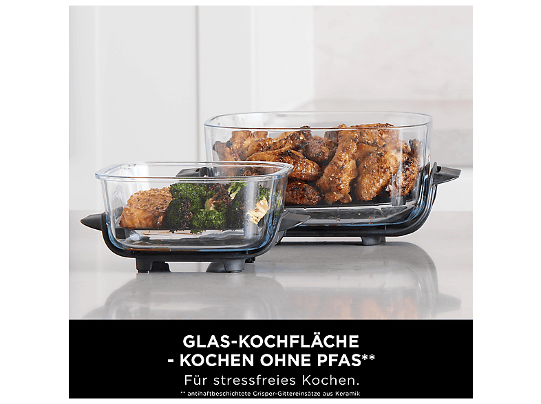 NINJA FN101EUGY CRISPi 4-in-1 Cyber Space, Tragbare Heißluftfritteuse 3,8 l, 1700 Watt, Grau