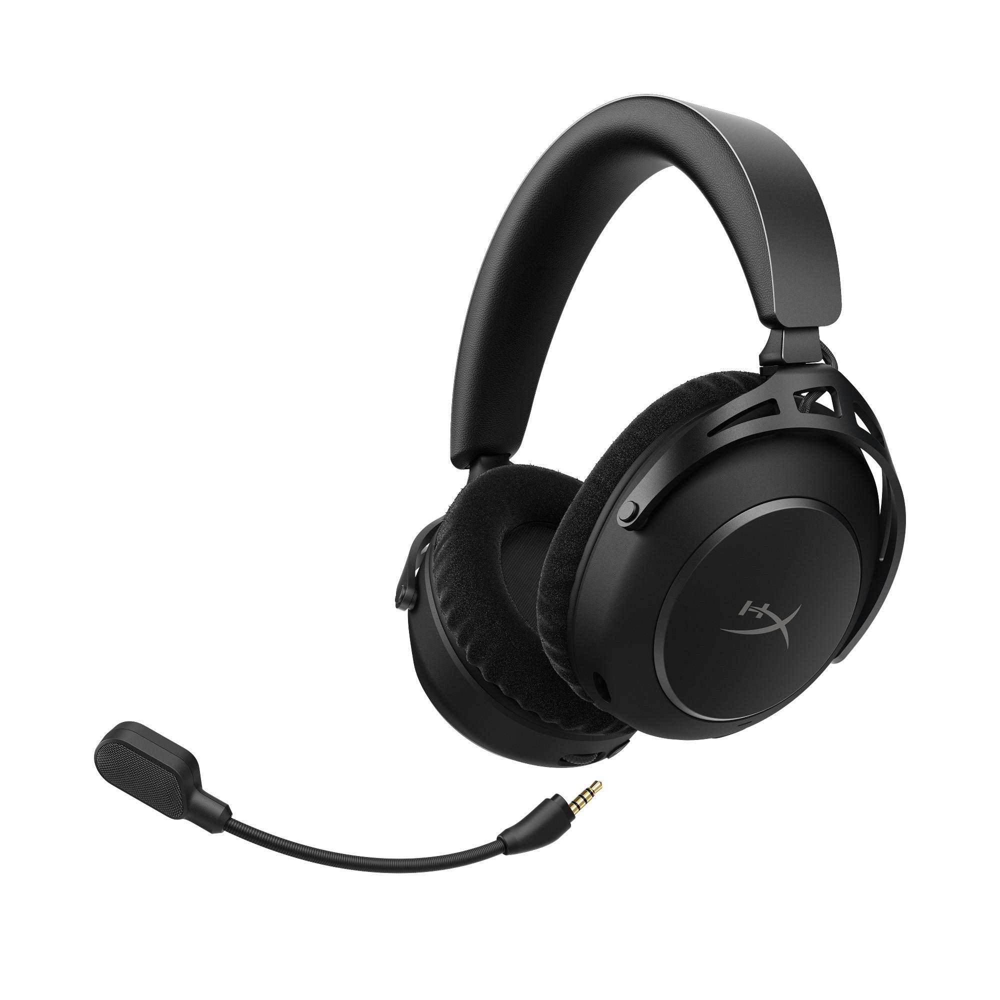 Schwarzes Over-Ear-Gaming-Headset mit Mikrofon. Das Headset hat ein gepolstertes Kopfband und Ohrmuscheln. Das Mikrofon ist an einem flexiblen Arm.