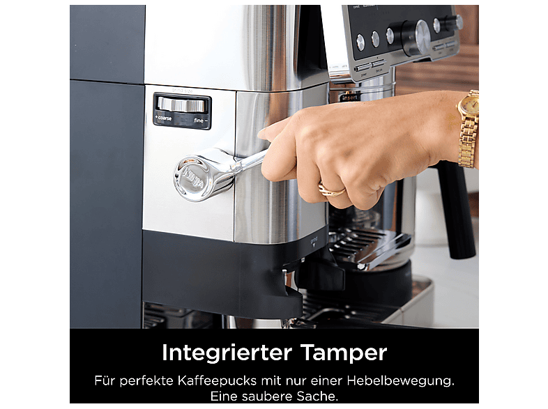 Ninja ES701EU Luxe Café Pro Espressomaschine (Schwarz/Edelstahl, Kegelmahlwerk, 1650 Watt, 14 bar) — Foto 5 von 6
