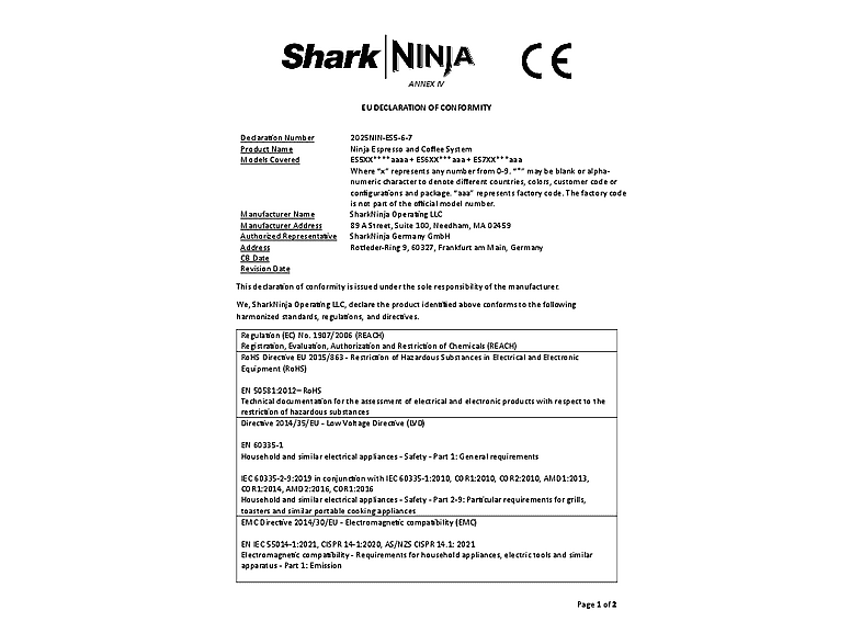 Ninja ES701EU Luxe Café Pro Espressomaschine (Schwarz/Edelstahl, Kegelmahlwerk, 1650 Watt, 14 bar) — Foto 2 von 6