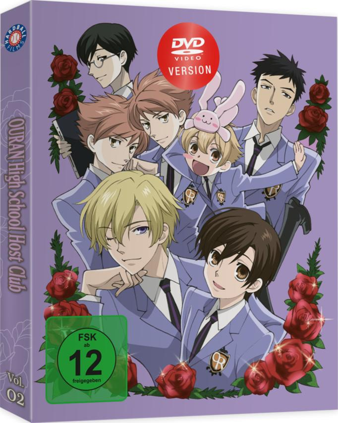 Anime-DVD-Cover mit sechs männlichen Charakteren in Schuluniformen und Rosen.