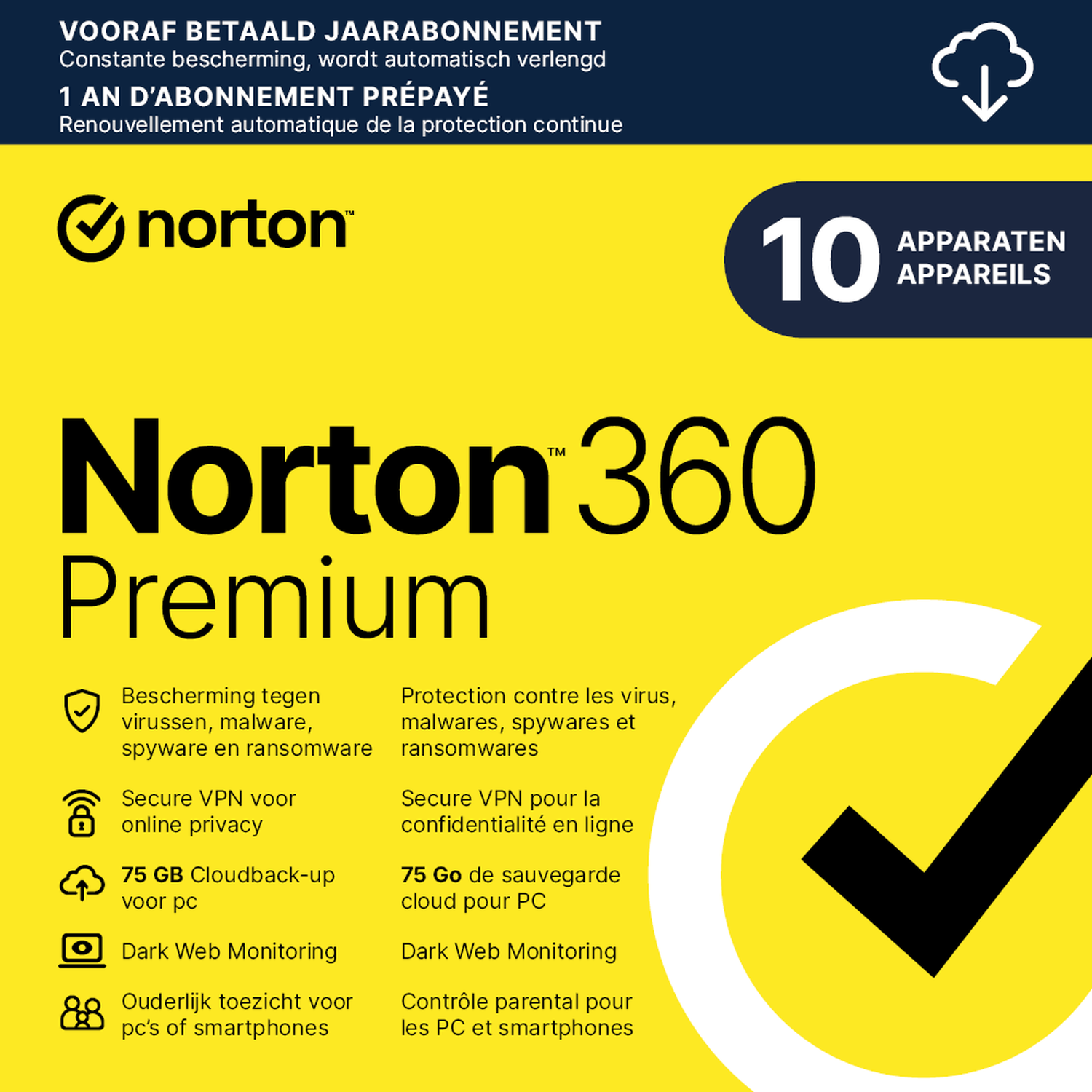Nortonlifelock (ue) Norton Lifelock 360 Premium 75gb 1u/10d1y Msh Esd