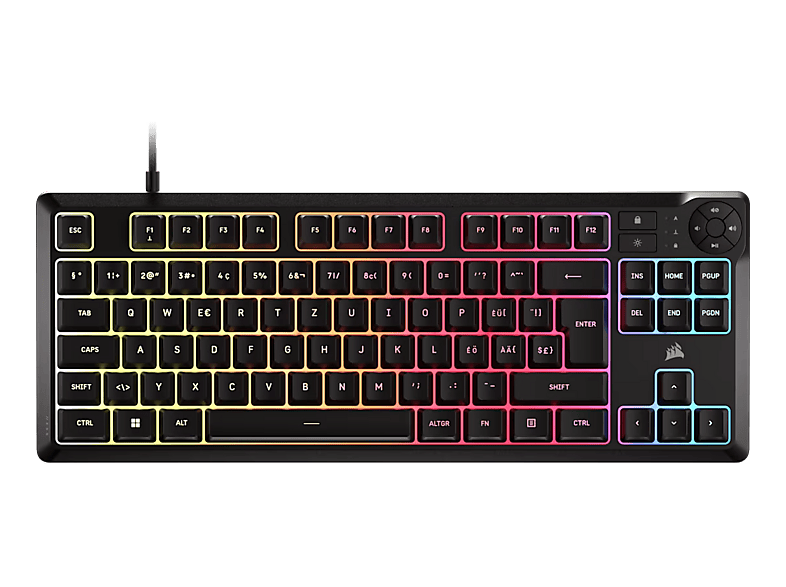 CORSAIR K55 CORE TKL RGB (CH), Gaming-Tastatur, Rubber dome, Kabelgebunden, Schwarz