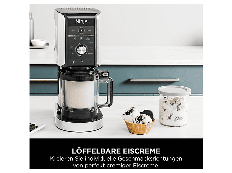 NINJA NC502EU Creami Deluxe 10-in-1 Eismaschine (800 Watt, Schwarz/Silber)