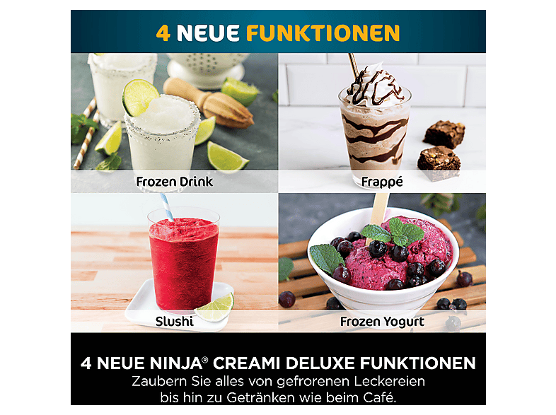 NINJA NC502EU Creami Deluxe 10-in-1 Eismaschine (800 Watt, Schwarz/Silber)