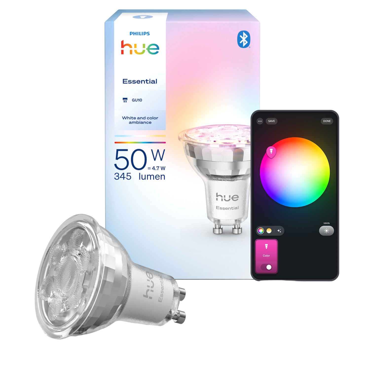 Philips Hue Essential White and Color Ambiance - GU10 - Wit
