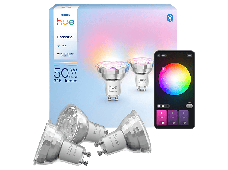 Philips Hue Essential GU10 wit en gekleurd licht 3-pack