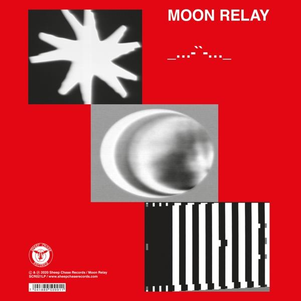 Albumcover mit Stern, Mond und schwarz-weißen Streifen auf rotem Hintergrund. Der Titel lautet "MOON RELAY".