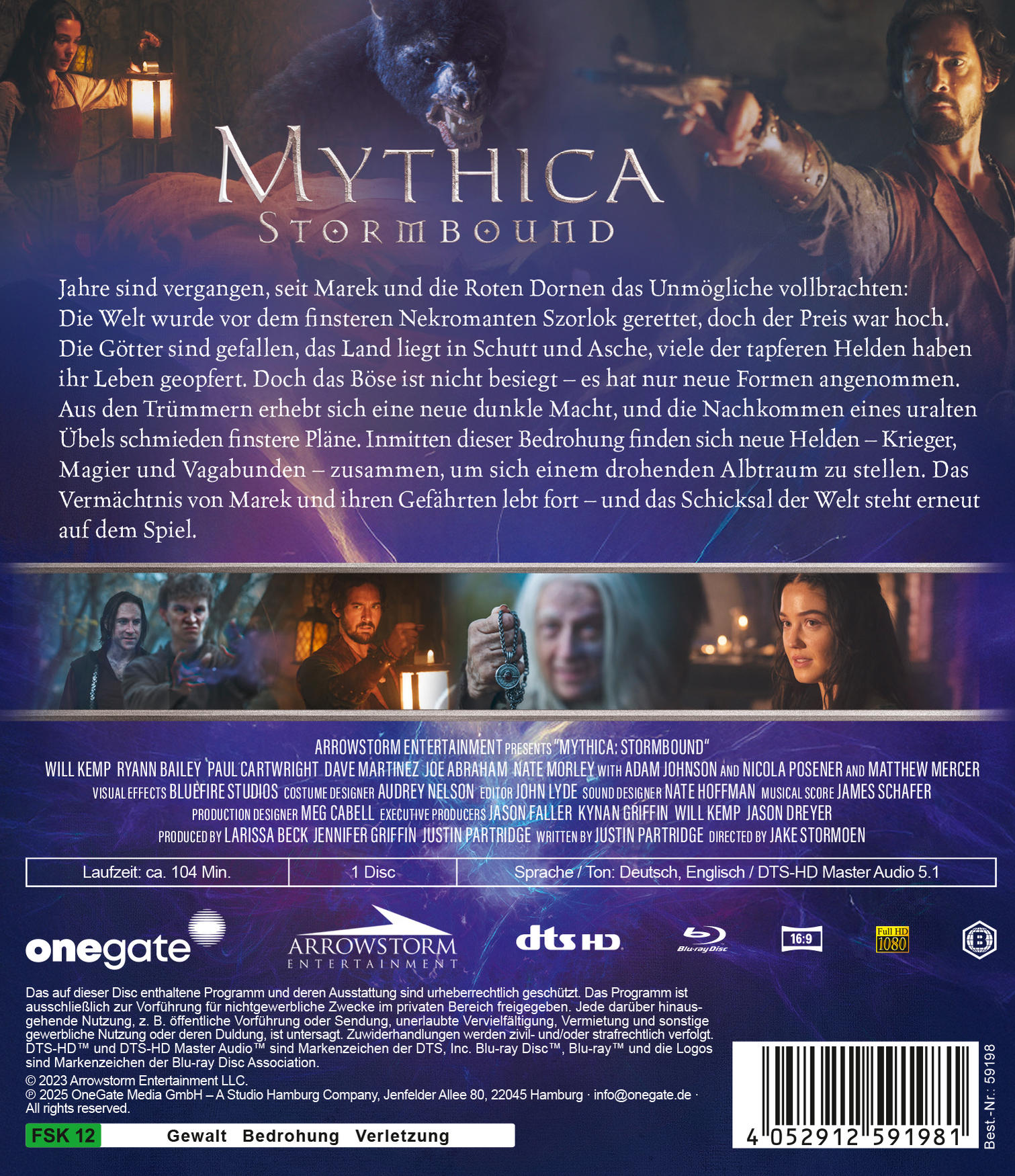 Filmposter für Mythica: Stormbound. Zeigt Schauspieler und den Filmtitel.