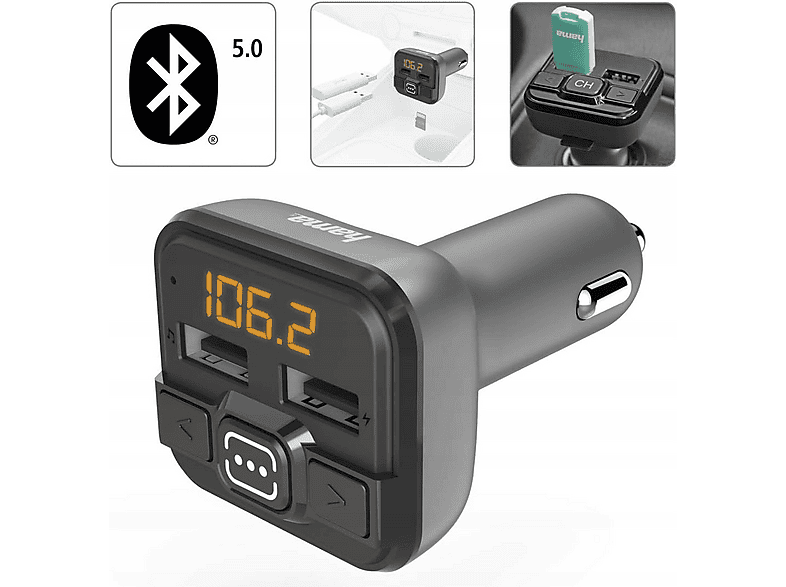 Transmiter FM HAMA 14164 Bluetooth Szary – zdjęcie 2