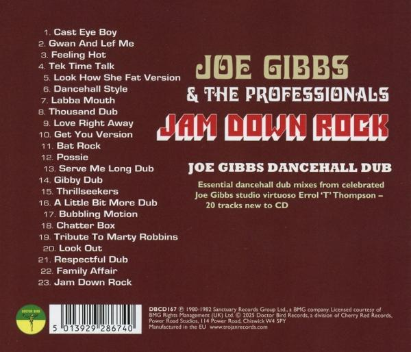 CD-Cover für Joe Gibbs & The Professionals' Album. Enthält Titelliste, Albumtitel und Künstlernamen auf braunem Hintergrund.