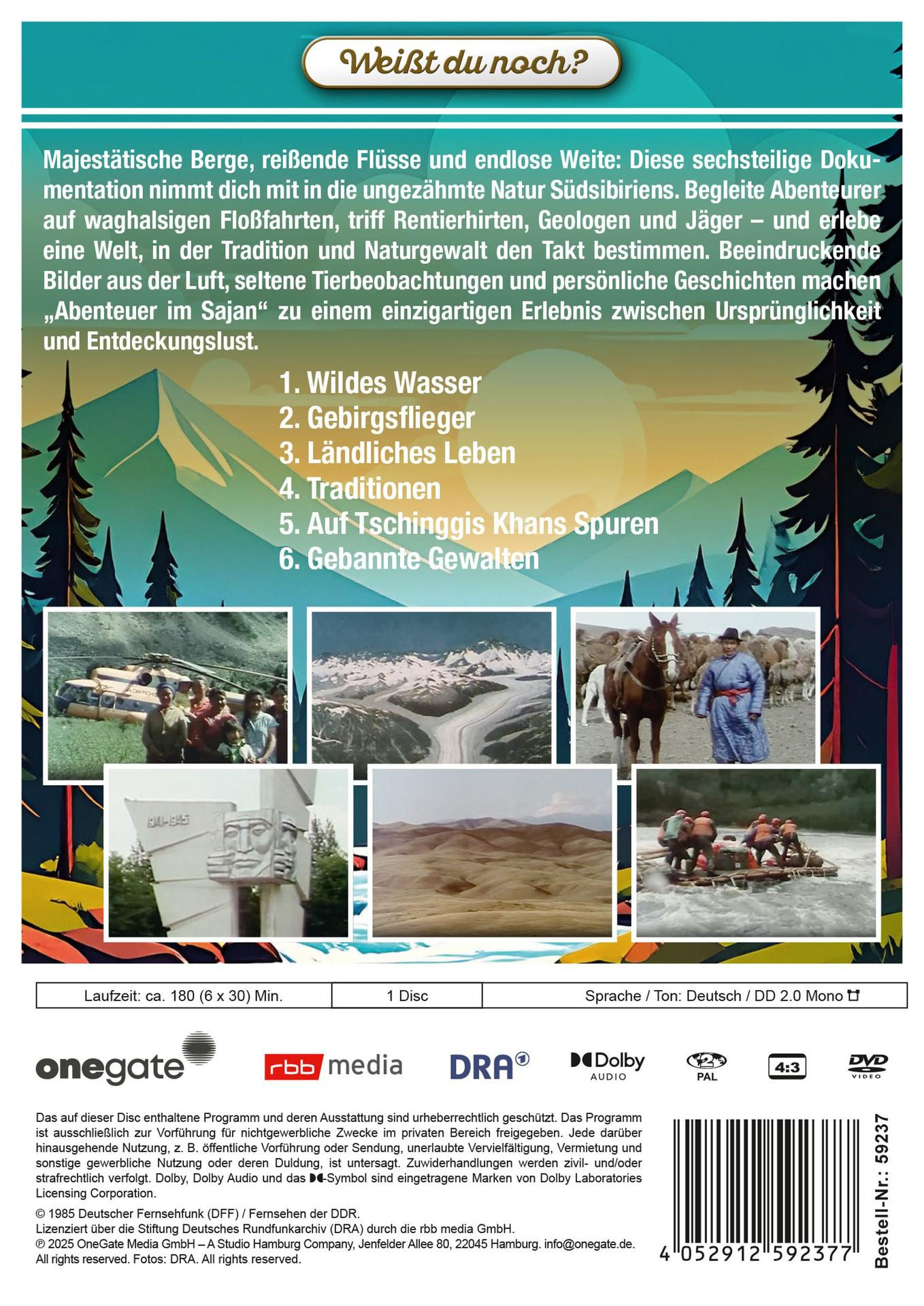 DVD-Cover mit Bildern von Bergen, Rafting und Menschen. Text auf Deutsch. Enthält Logos und Urheberrechtsinformationen.