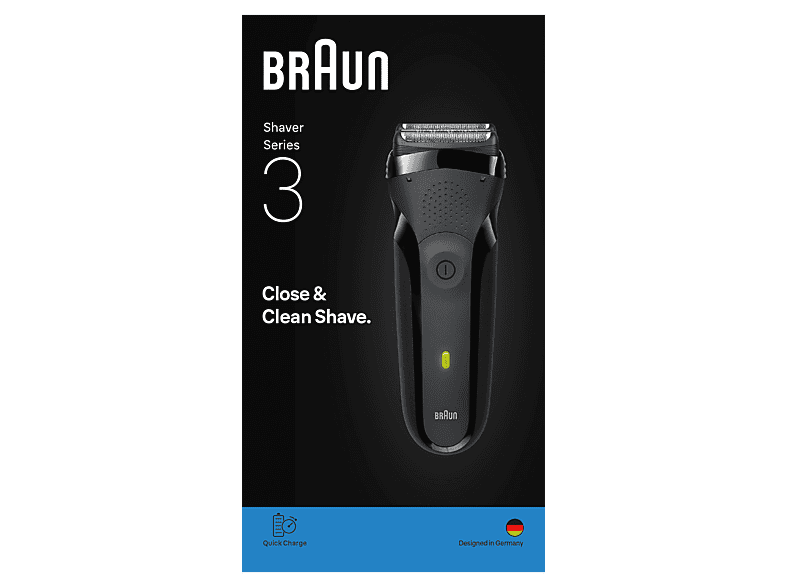 Braun Series 3 300 Nass- und Trockenrasierer (Akkubetrieb, Schwarz, Nass- oder Trocken) — Foto 2 von 2