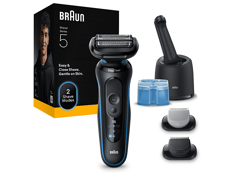 Braun Series 5 52-B7650cc Nass- und Trockenrasierer mit 2 Aufsätze (Akkubetrieb, Blau)