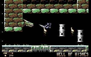 Eine pixelige Spielszene. Ein Drache greift einen Ritter an. Steinmauern und Türme sind im Hintergrund. Der Spieletitel ist sichtbar.