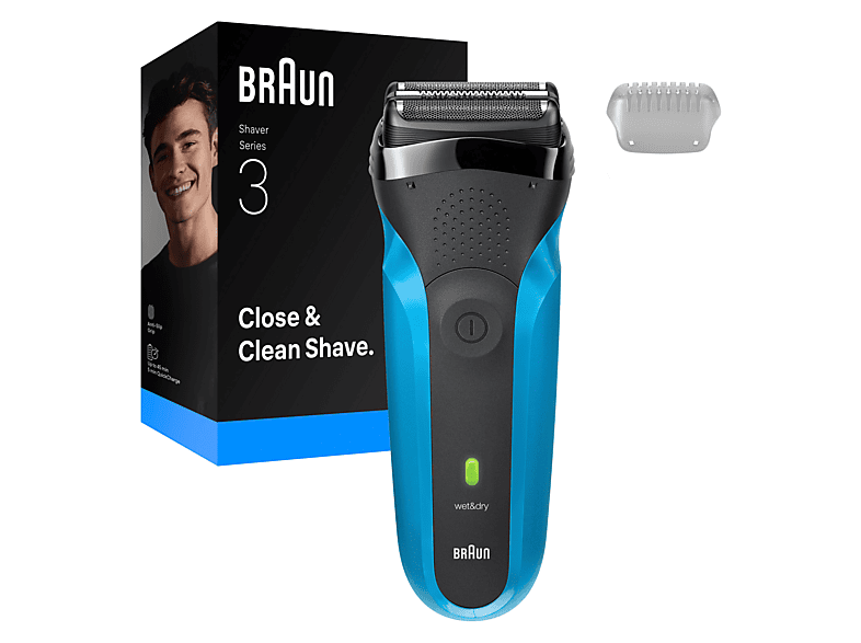 Braun Series 3 310 Nass- und Trockenrasierer (Akkubetrieb, Blau)