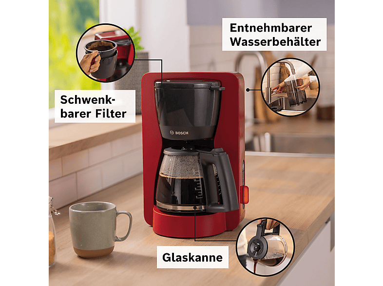 BOSCH TKA3M134 Kaffeemaschine Deep Red