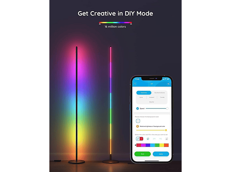 Thumbnail - GOVEE Smarte Stehlampe Gelb, Lila, Rosa, Blau