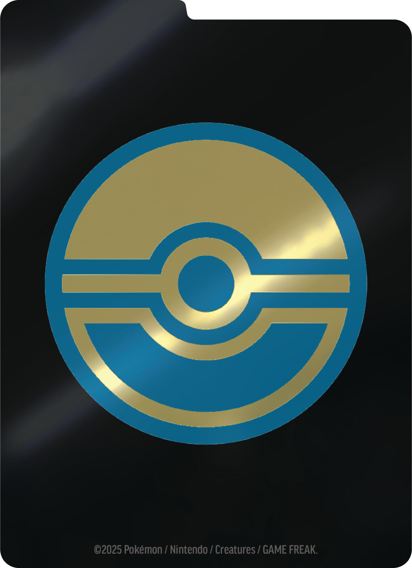 Ein blau-goldenes kreisförmiges Emblem auf schwarzem Hintergrund. Das Emblem hat eine goldene obere Hälfte, eine blaue untere Hälfte und eine goldene horizontale Linie.