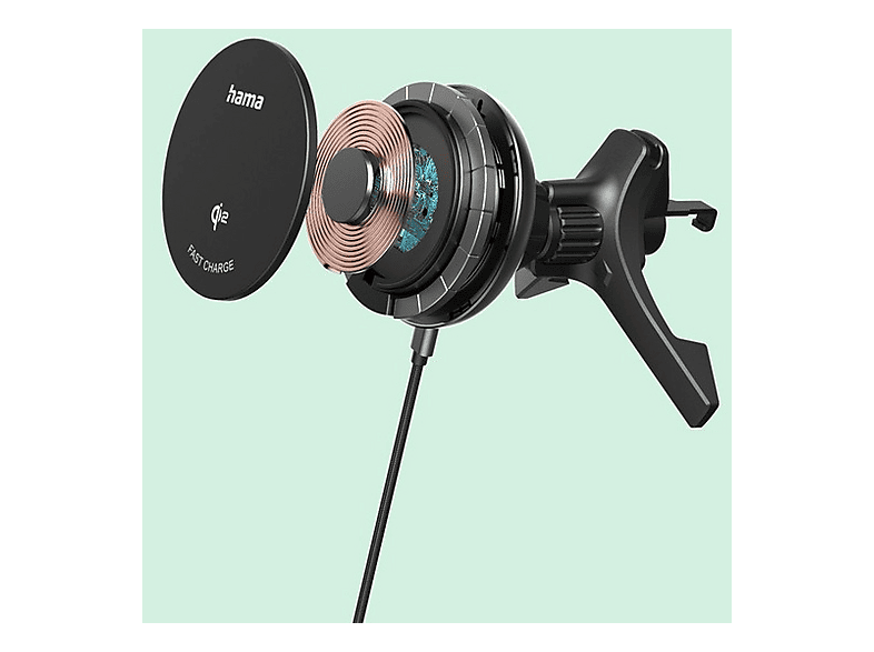 Hama UCHWYT SAMOCHODOWY INDUKCYJNY Qi2 FAST CHARGE 15W, CZARNA – zdjęcie 3