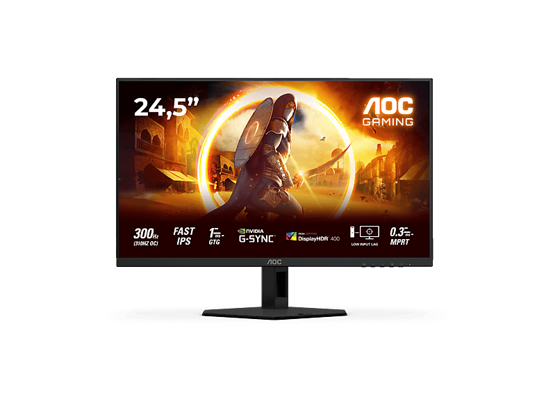 AOC 25G4SRE 24,5 Zoll Gaming Monitor, Full-HD, 1 ms Reaktionszeit, 400 cd/m², 310 Hz, Schwarz