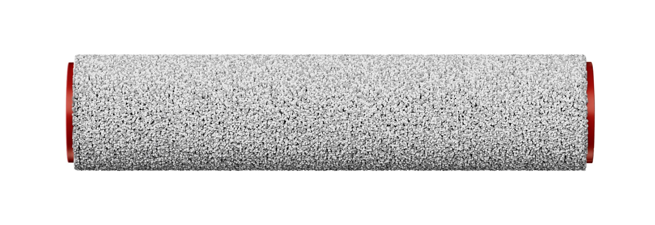 Rolka czyszcząca z szarą, teksturowaną powierzchnią i czerwonymi zaślepkami na białym tle.