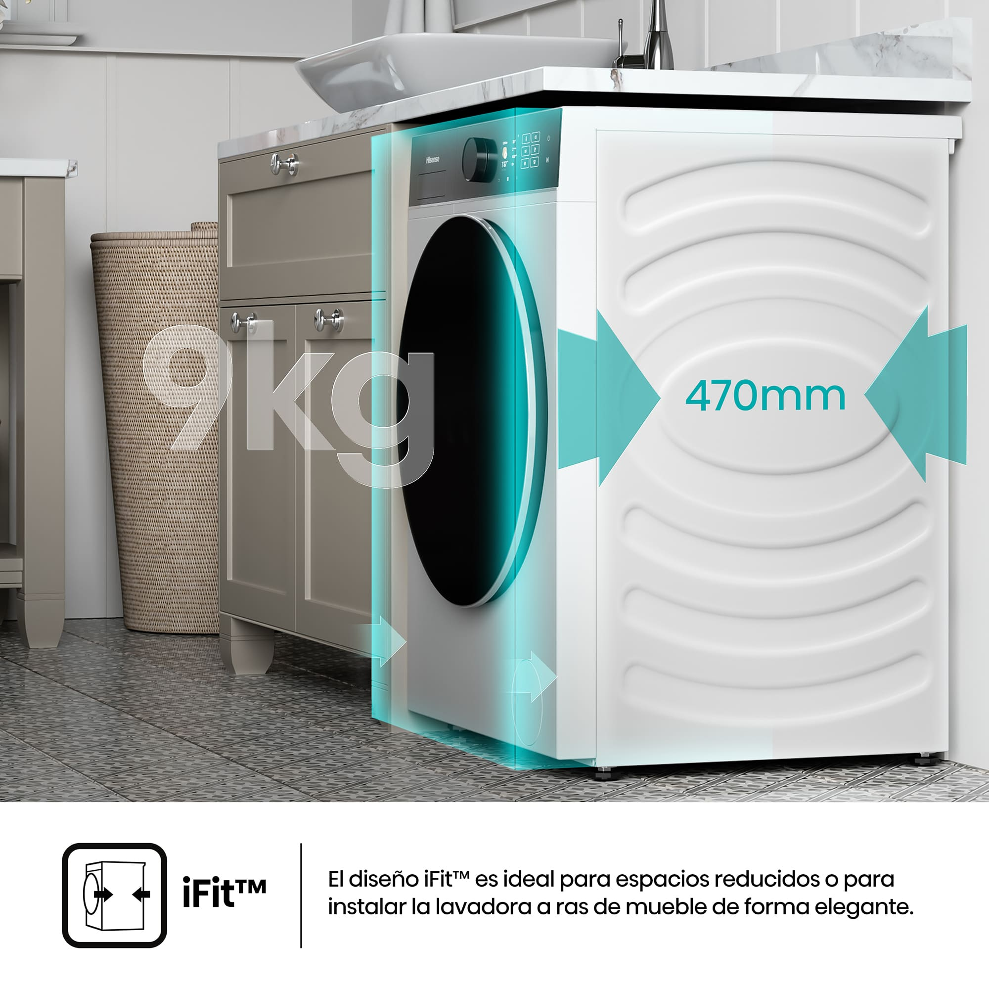 El disEño iFIT es ideal para espacios reducidos o para instalar la lavadora a ras de mueble de forma elegante. 