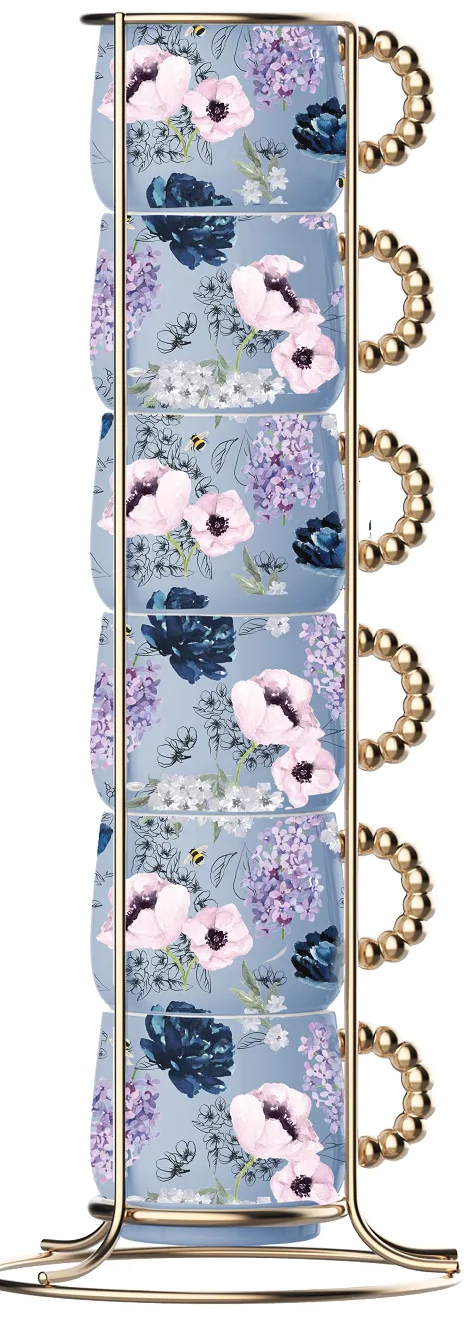 BIALETTI BRID003 Bridgerton 6 db-os csésze szett állványban