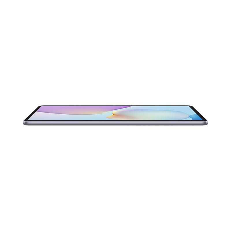 Ein Tablet-Computer wird horizontal gezeigt. Der Bildschirm zeigt einen Farbverlauf. Der Hintergrund ist weiß.