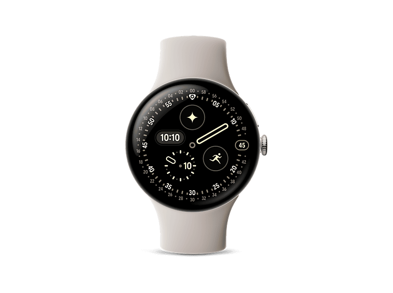 Smartwatch – Google Pixel Watch 4, AMOLED, 45 mm, Correa S-L, Aluminio 100% reciclado, Con Gemini, Plata/Porcelana