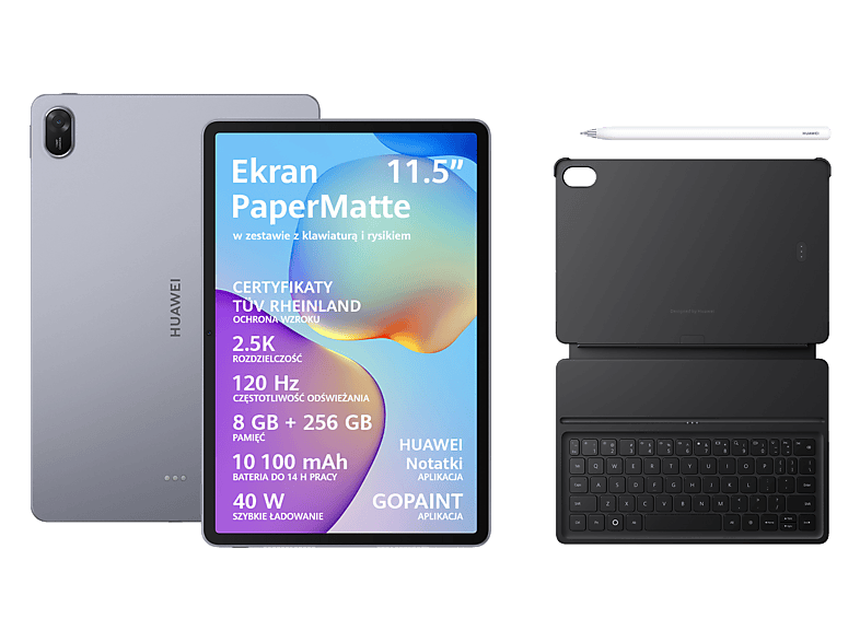 Huawei MatePad 11,5" 2025 8/256GB Wi-Fi Szary + Klawiatura Czarny+ Rysik M-Pencil (3 gen.)