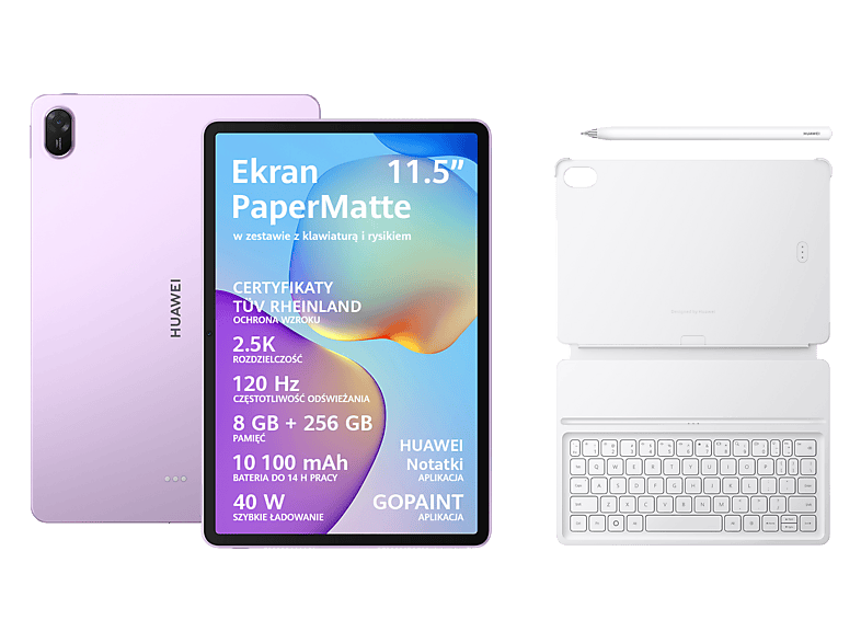 Tablet HUAWEI MatePad 11.5" 2025 PaperMatte Edition 8/256GB Wi-Fi Fioletowy + Klawiatura + Rysik