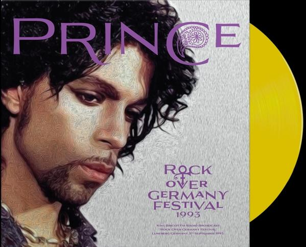 Prince album borítója, rajta a portréja, lila szöveg és egy sárga bakelit lemez. A szöveg: 'Rock Over Germany Festival 1993'.