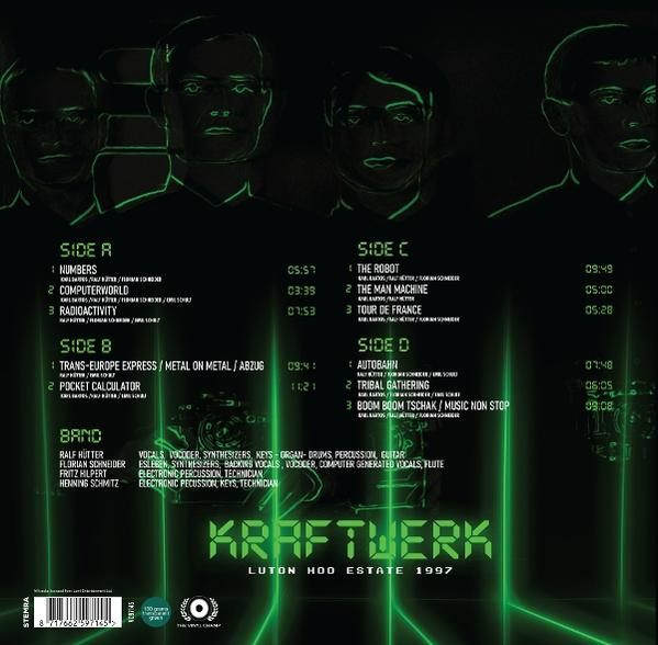 Album borítója a zenekar tagjaival, a számlistával és a zenekar nevével zöld színben, fekete háttéren.