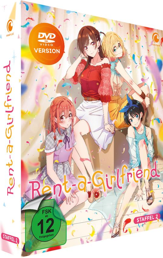 DVD-Hülle für "Rent-a-Girlfriend" mit vier Anime-Charakteren. Enthält das DVD-Logo, FSK 12-Einstufung und den Titel.