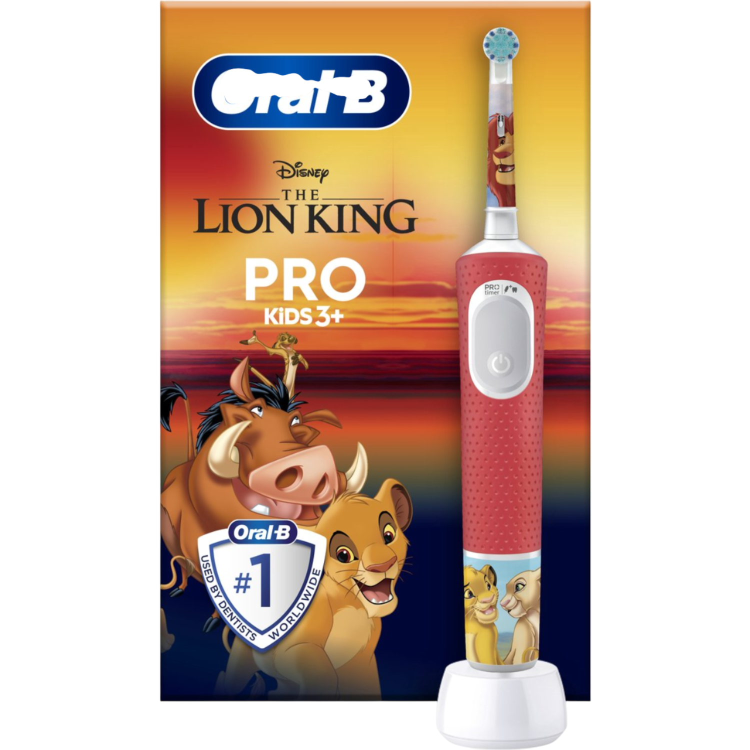 Oral-b Tandenborstel Kids Pro 3+ Lion King Elektrische Tandenborstel Rood