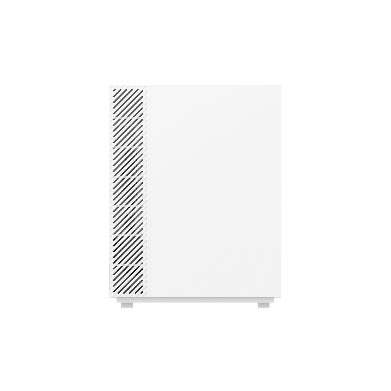 A white rectangular device with a black striped section on the left. The background is black.