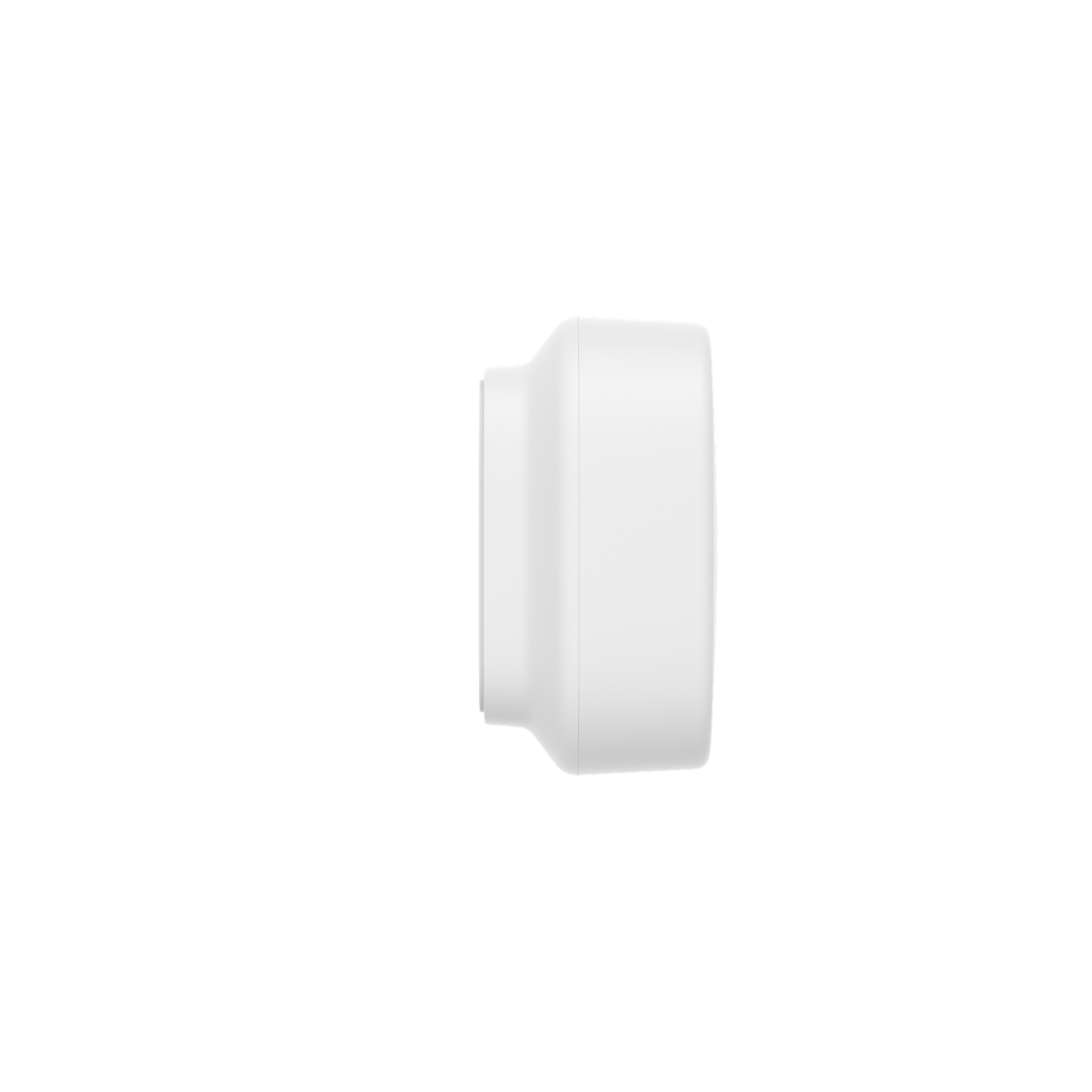 A white, rectangular device, possibly a wall-mounted unit, is positioned against a black background. The device has rounded edges.