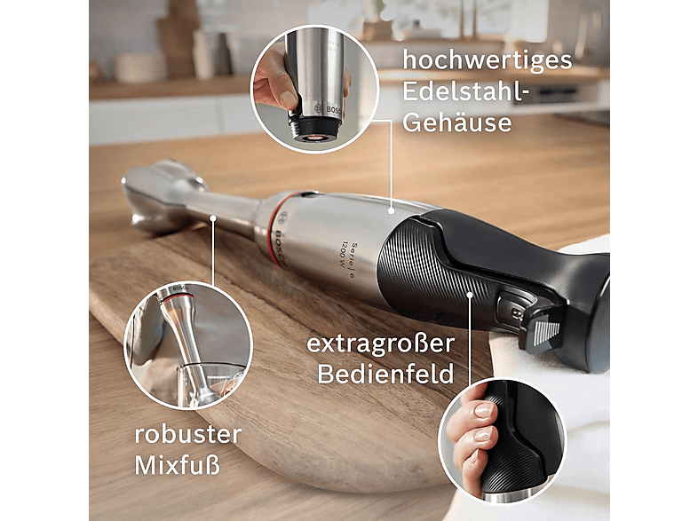 BOSCH MSM6M810 Serie 6 Ergomaster Stabmixer Stainless steel (1200 Watt)