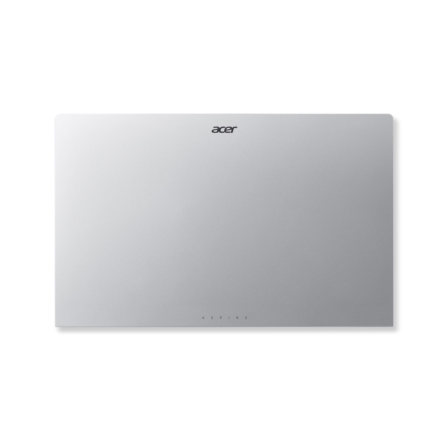Silver laptop on a black background. The brand name "acer" is at the top, and "ASPIRE" at the bottom.