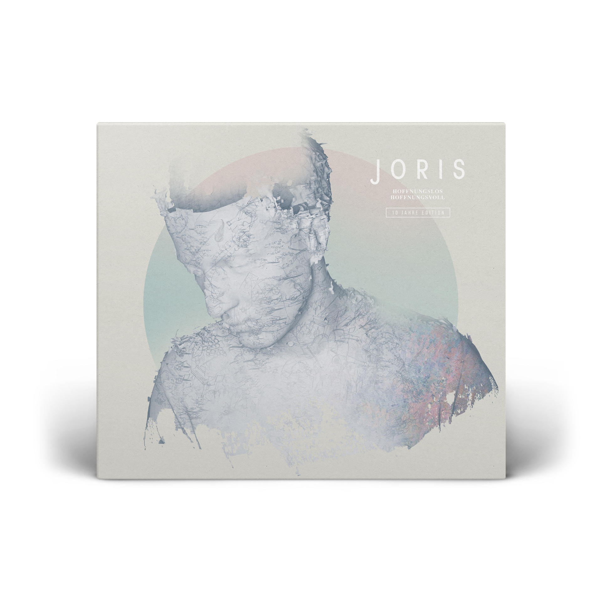 Albumcover von Joris mit einem Porträt einer Person. Das Porträt besteht aus grauen und blauen Linien.