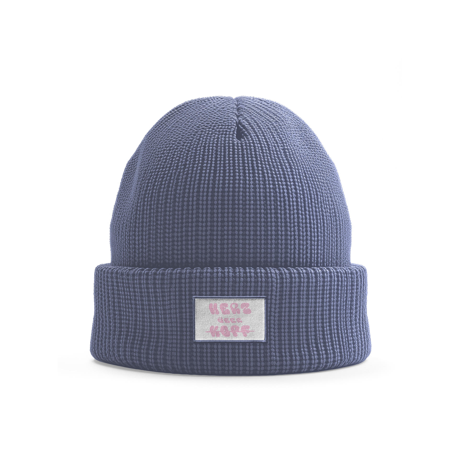 Eine blaue Mütze mit dem Schriftzug "Wear Hope" auf einem Aufnäher.