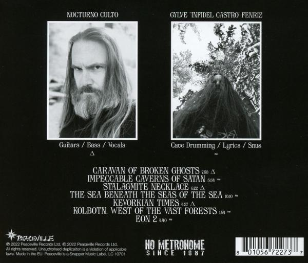 Albumcover. Zwei Schwarz-Weiß-Porträts von Männern, Text enthält Songtitel und Credits. Peaceville Records Logo unten.