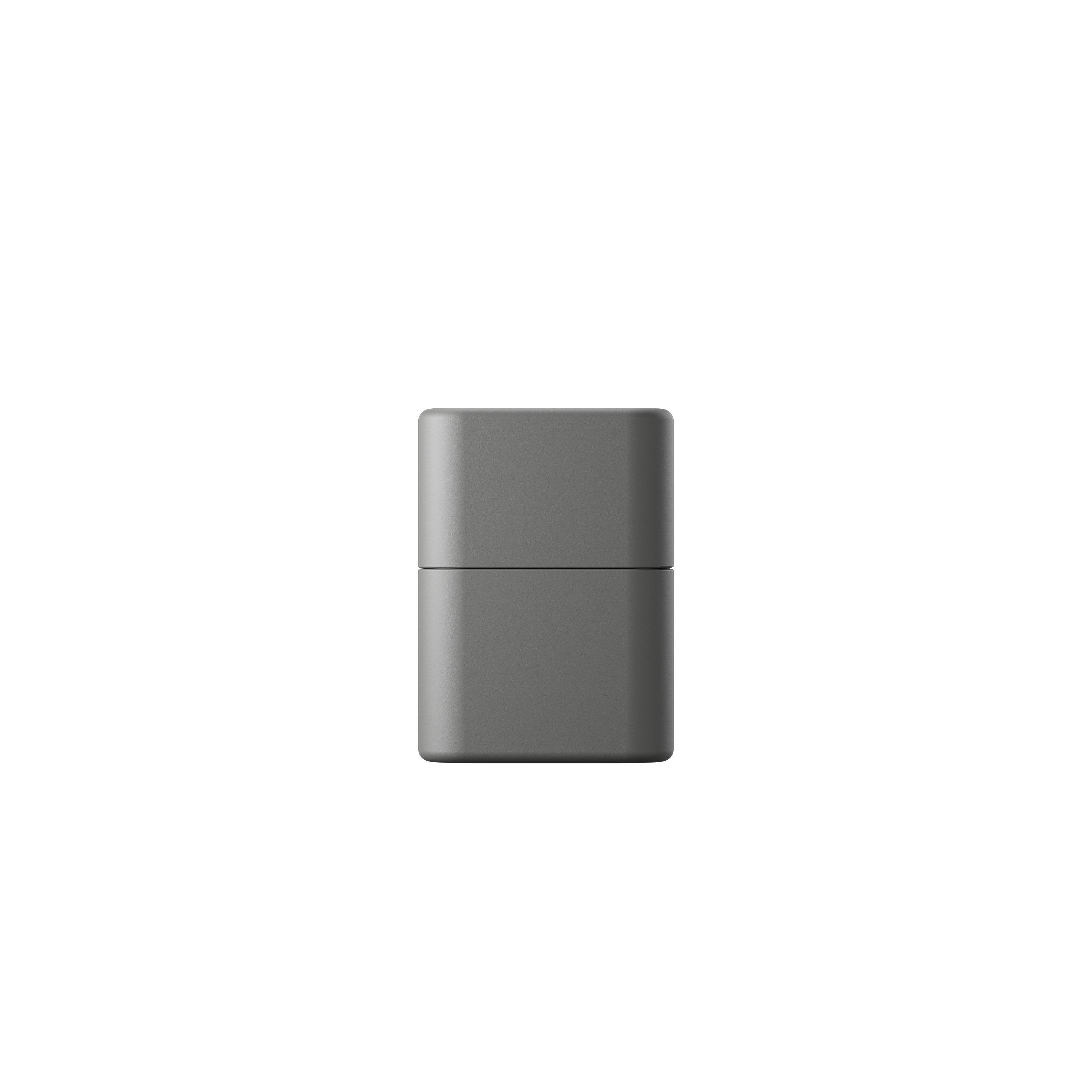 Eine zweischichtige, graue Box ist auf weißem Hintergrund zentriert. Es scheint ein minimalistisches, modernes Design zu sein.